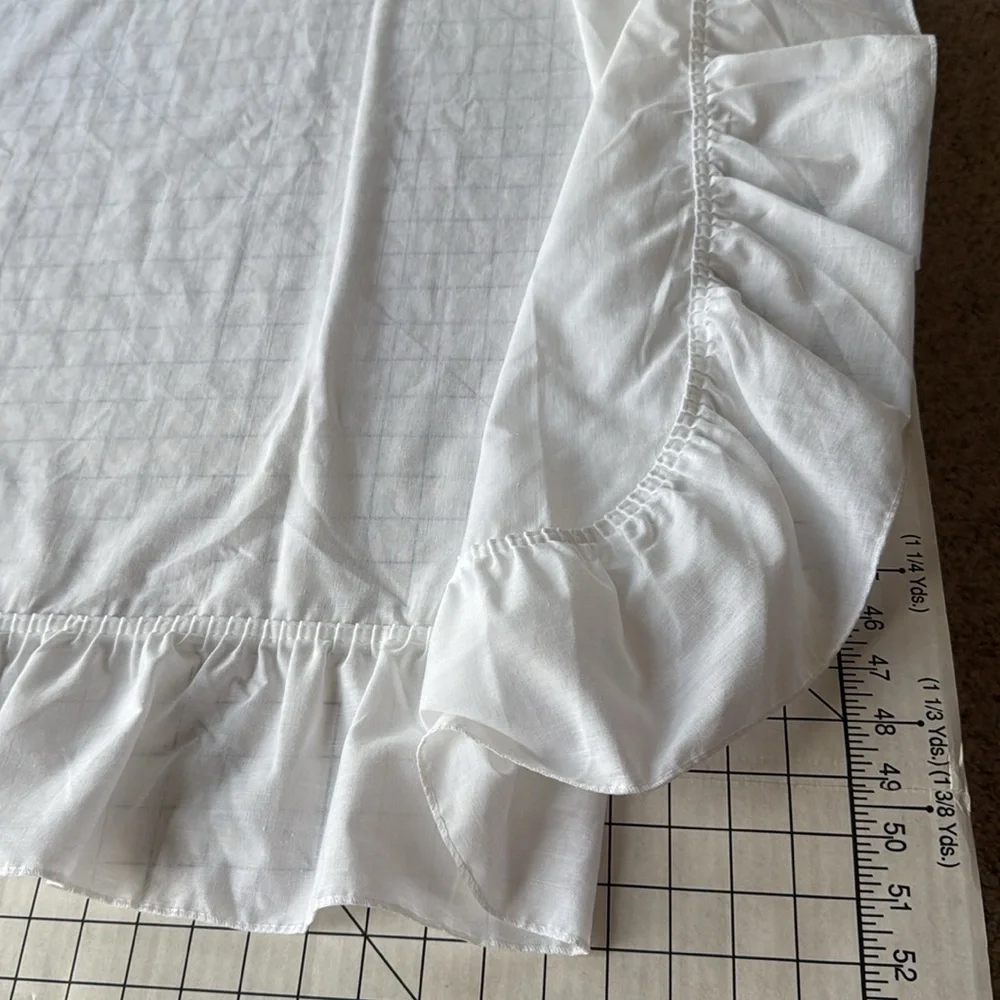 Vintage Sears White Ruffled Curtain Set–2 Pairs with Tiebacks – 48” x 51” Panels